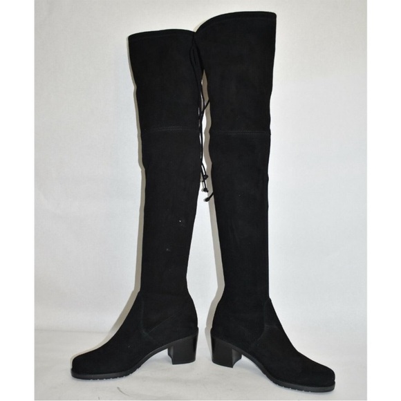 $800 STUART WEITZMAN Urban Over the Knee Boot BLACK BLOCK SUEDE 8 - Picture 4 of 10